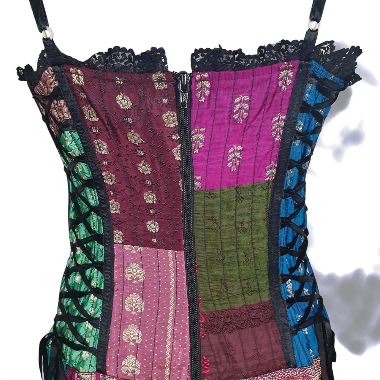 90s Grunge patchwork color block corset dress - shabbybabe