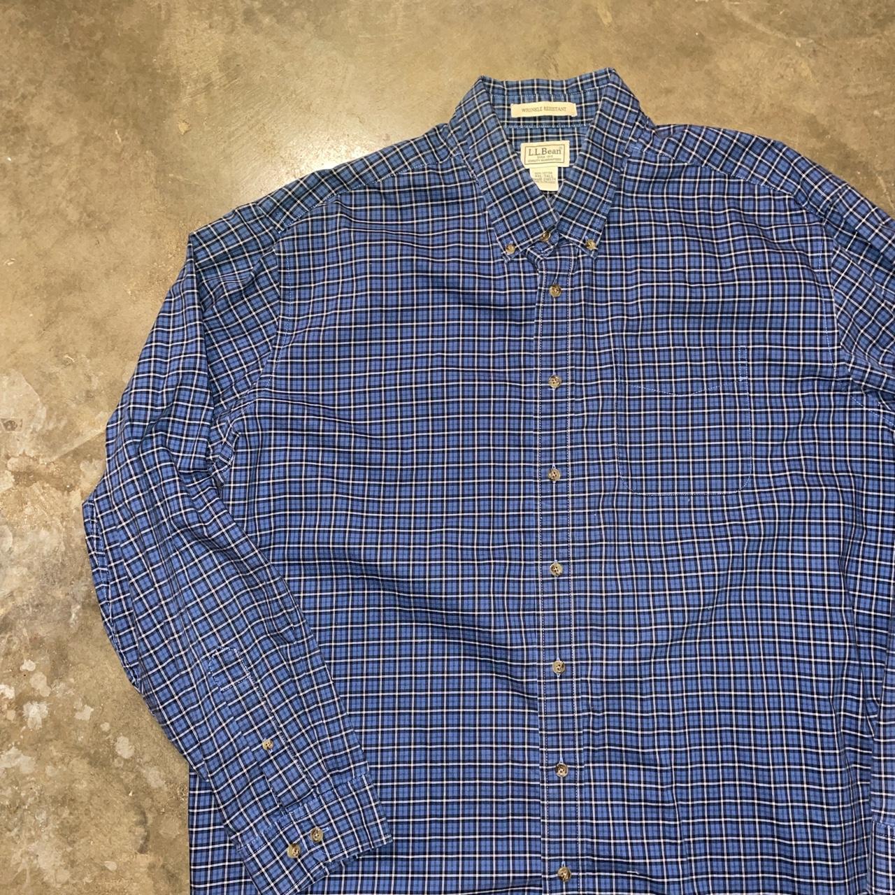 L.L.Bean Men's Blue and White Top | Depop