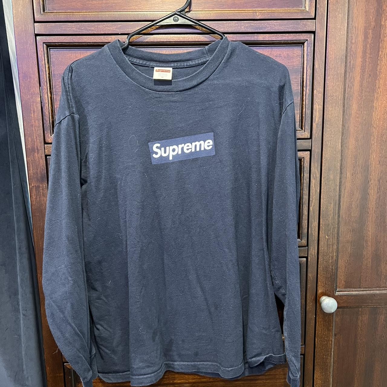 Supreme Box Logo L/S Tee: Navy -Men's size... - Depop