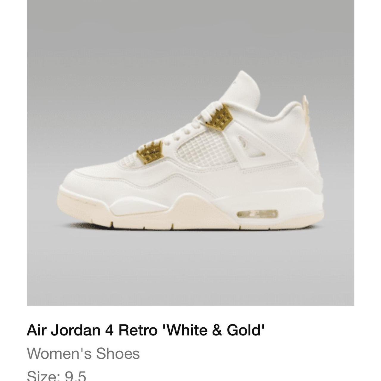 ‘White & Gold’ Jordan 4 Size 9.5 Brand New Message... Depop