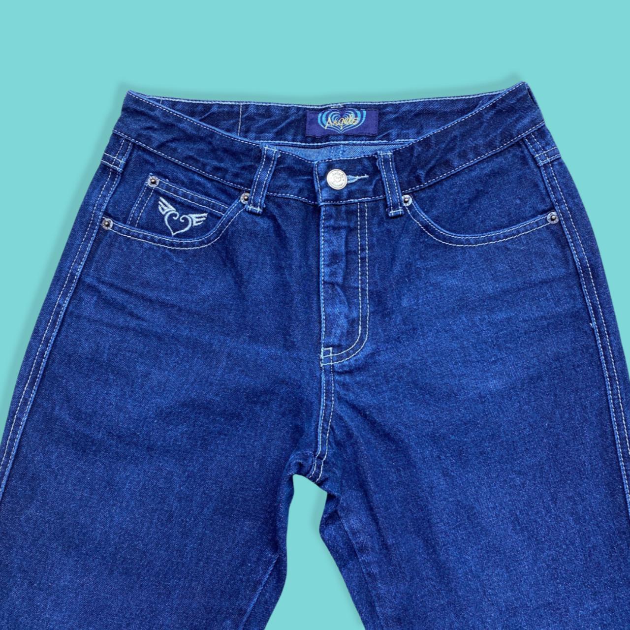 Angels Women's Blue and Silver Jeans Depop