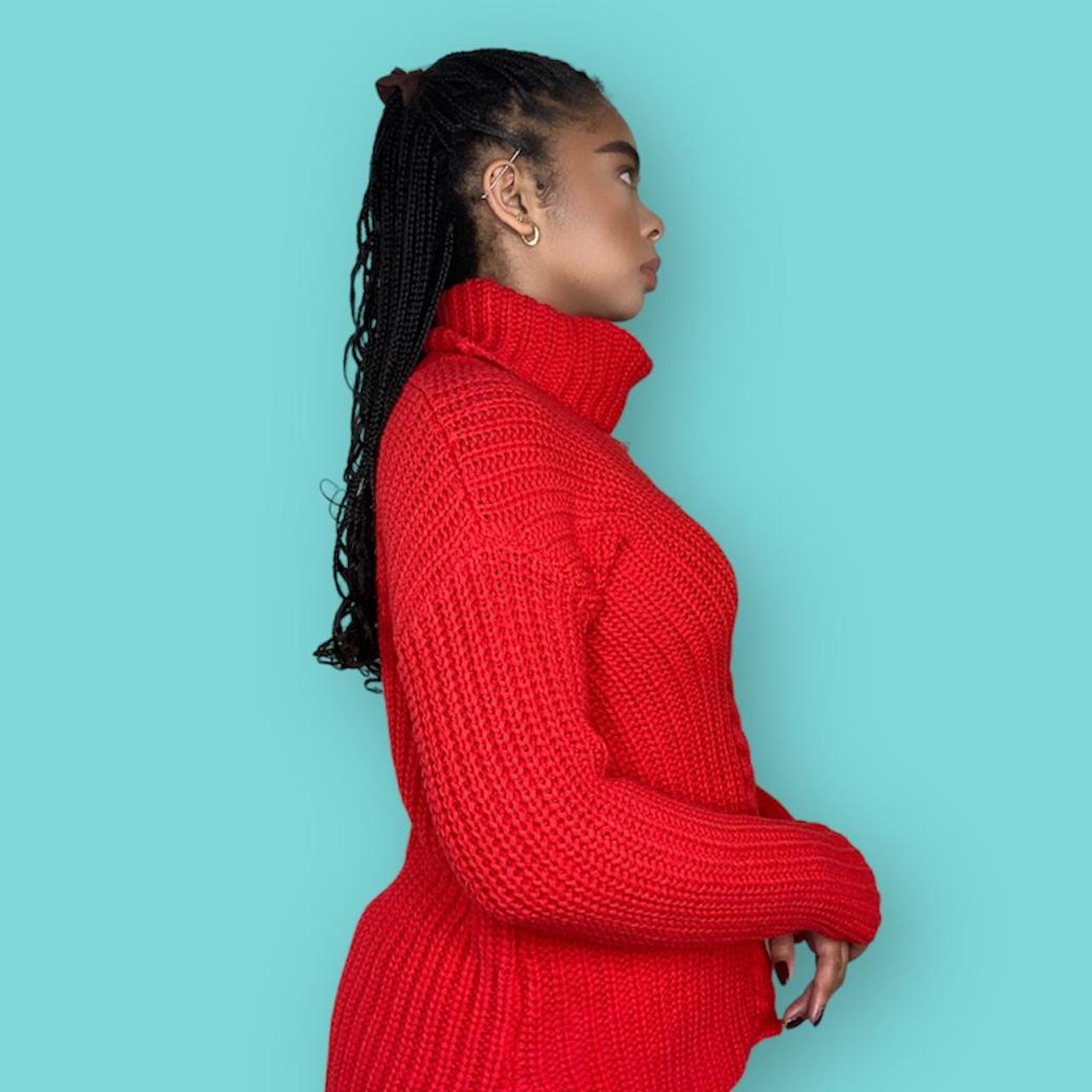 Red Knit Turtleneck Sweater. Size: small, soft,... - Depop