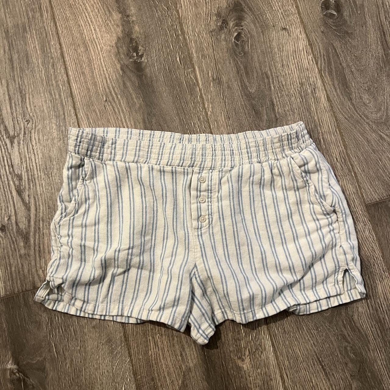abercrombie and fitch classic blue & white striped... - Depop