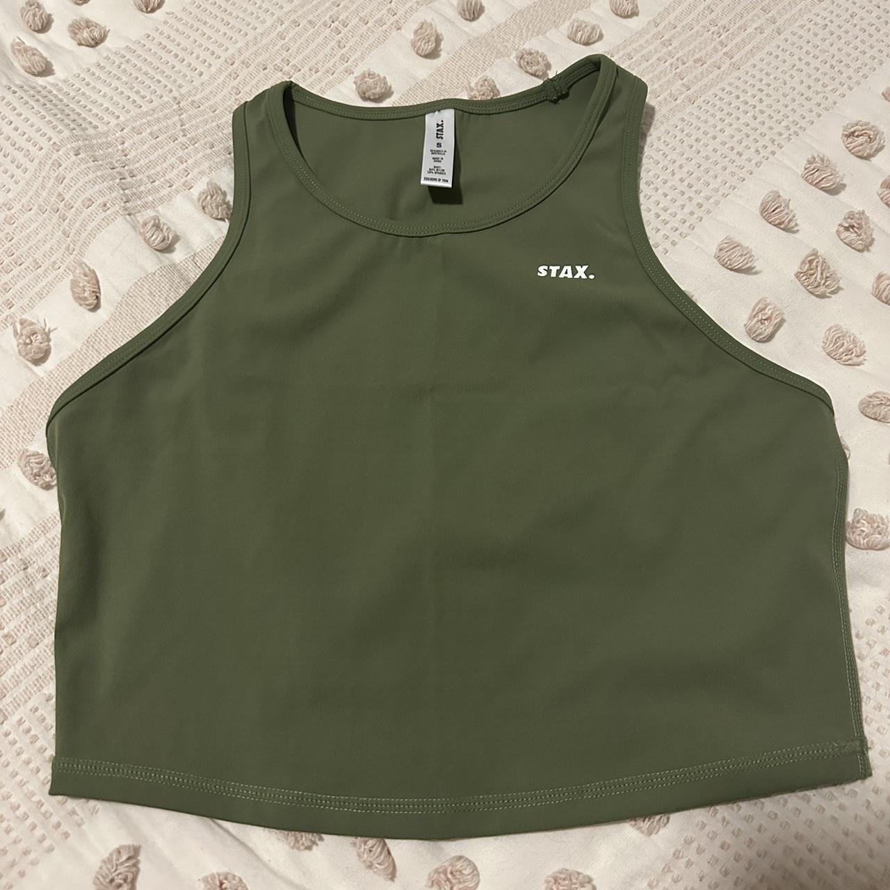 Khaki Green Stax Crop Worn once size S - Depop