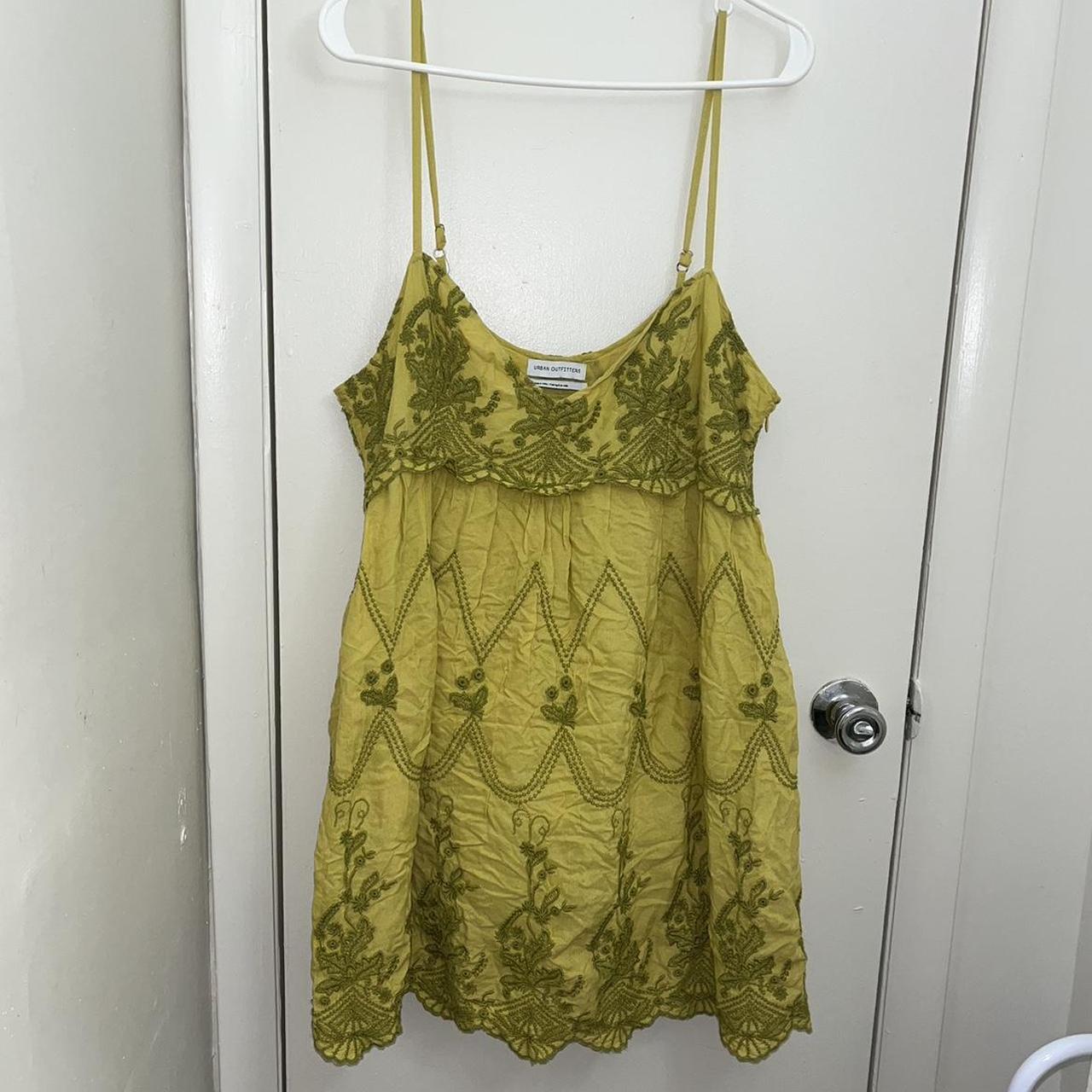 Urban Outfitters green mini dress size large. Never... - Depop