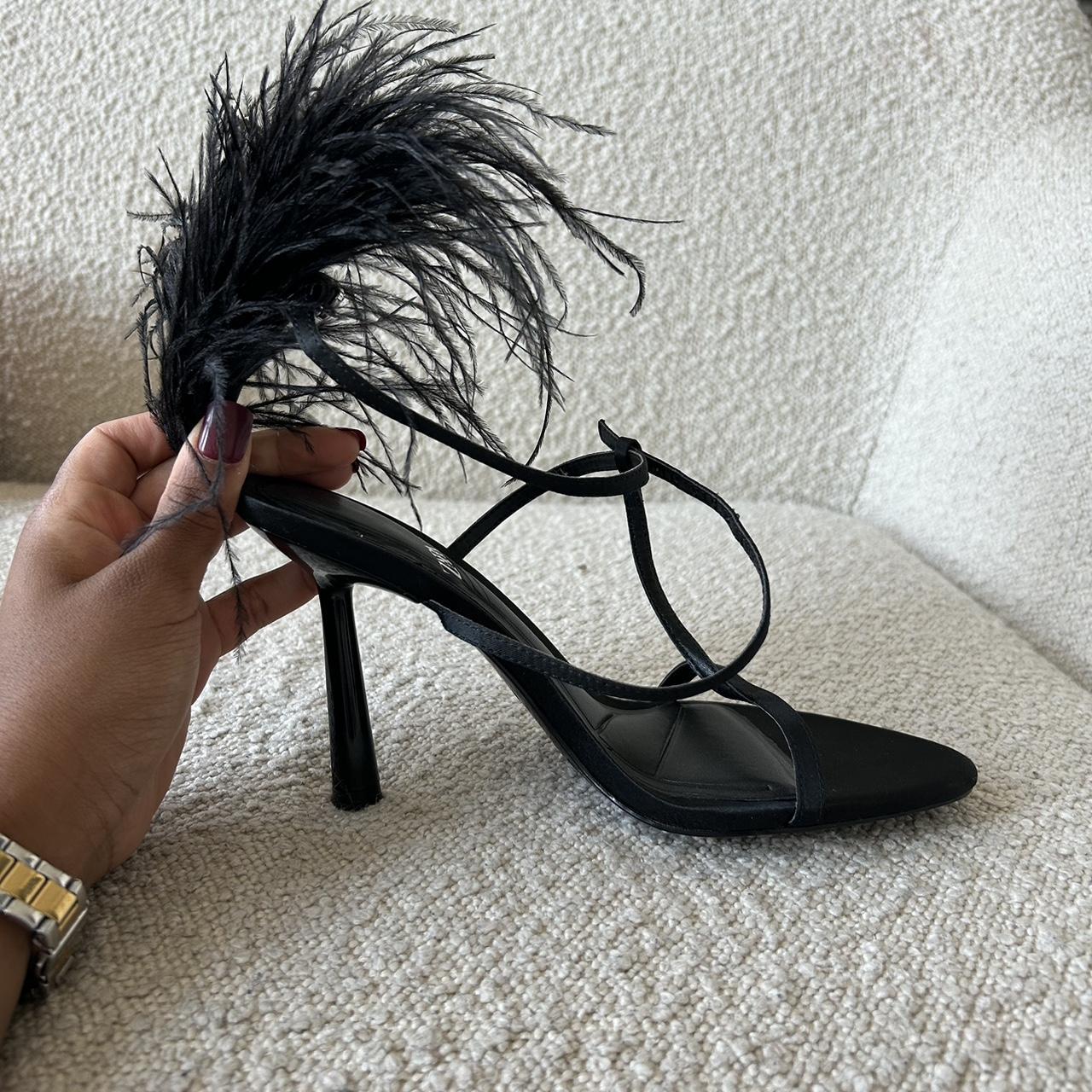 Zara feather heel sandals. Never worn. - Depop