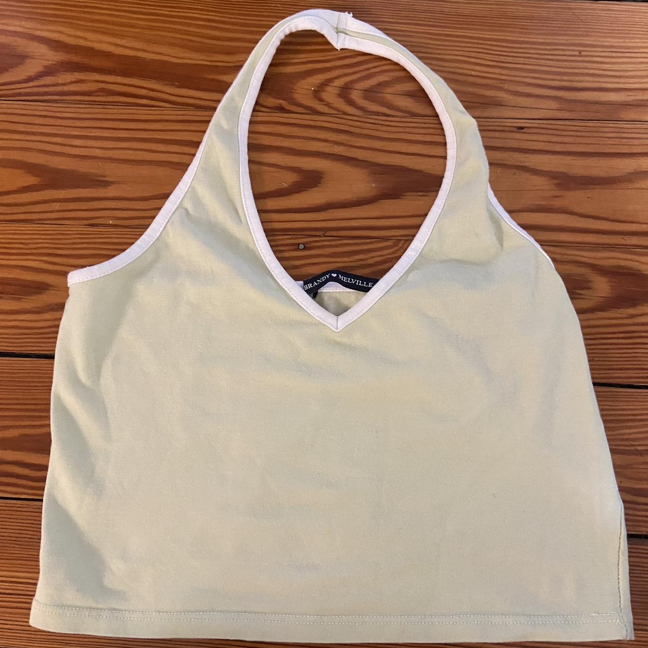 Brandy Melville green and white halter top Not sold - Depop