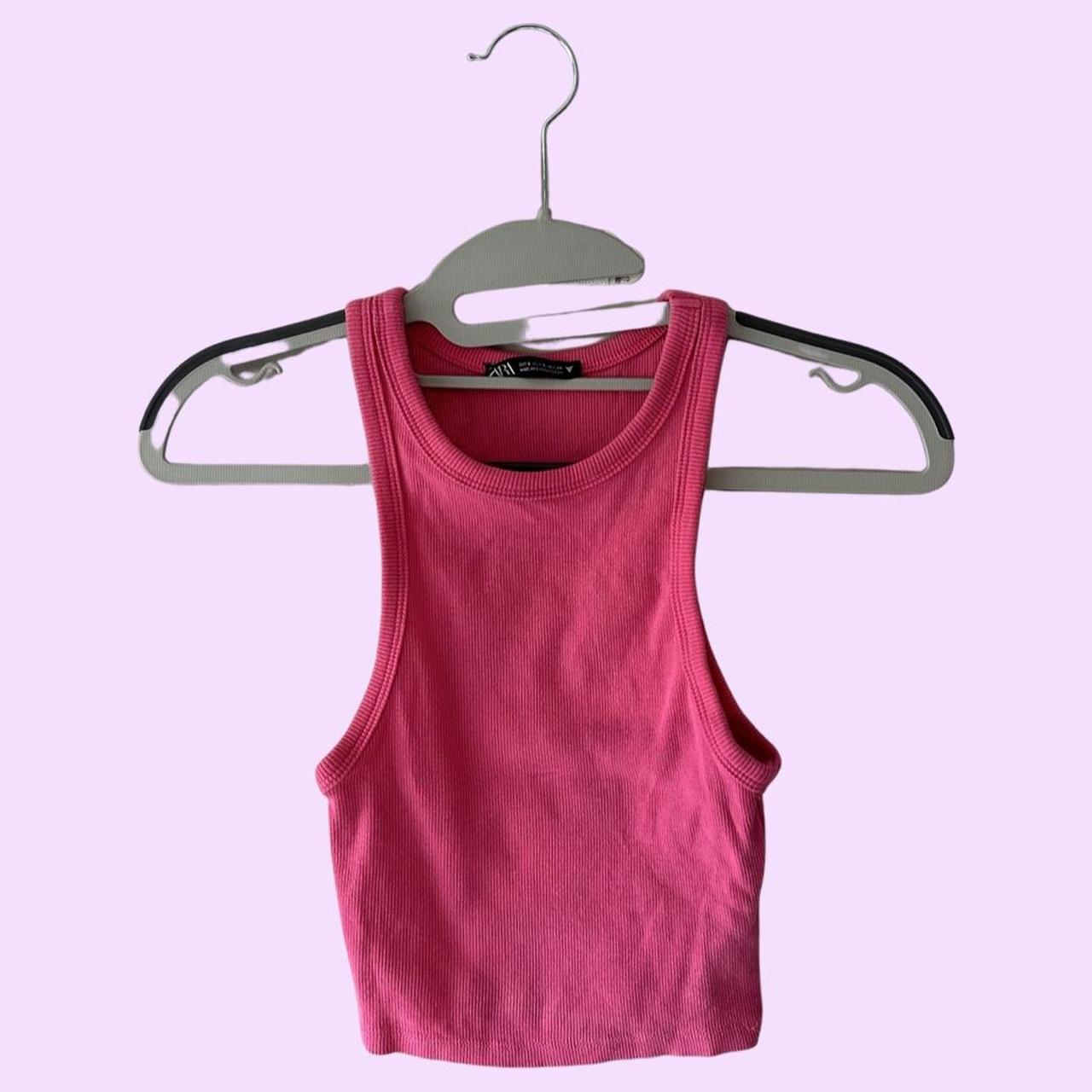 Zara pink cropped tank top! So cute, only worn a few... Depop