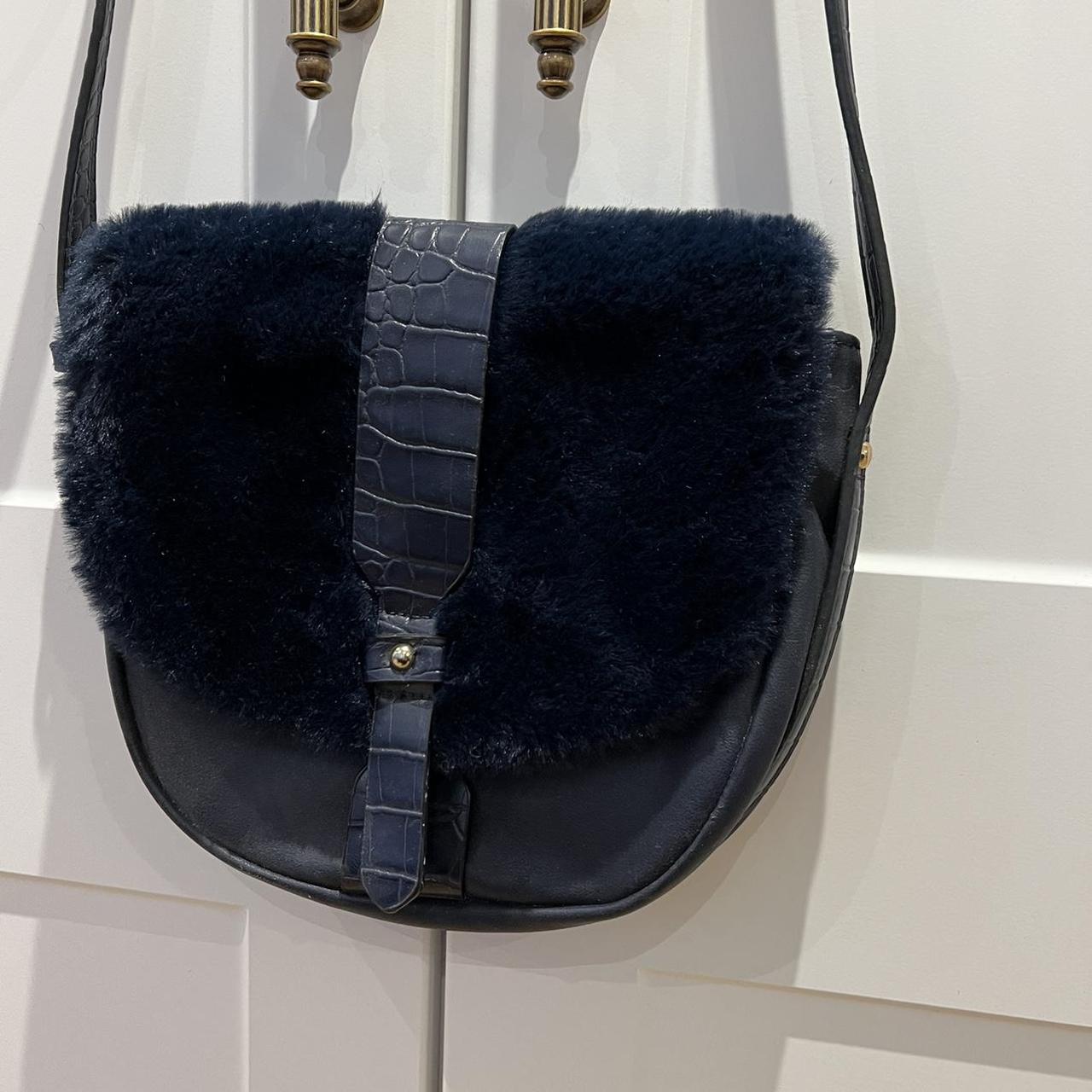 Next cross body bag in navy, with faux fur detailing Depop