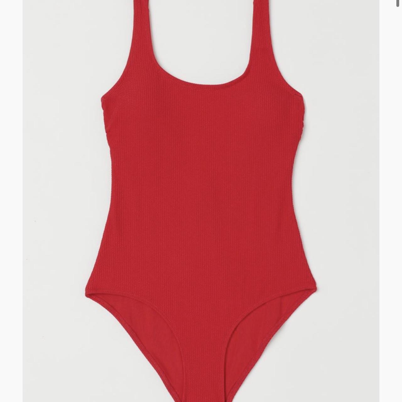 H&M Women's Red Swimsuitonepiece Depop