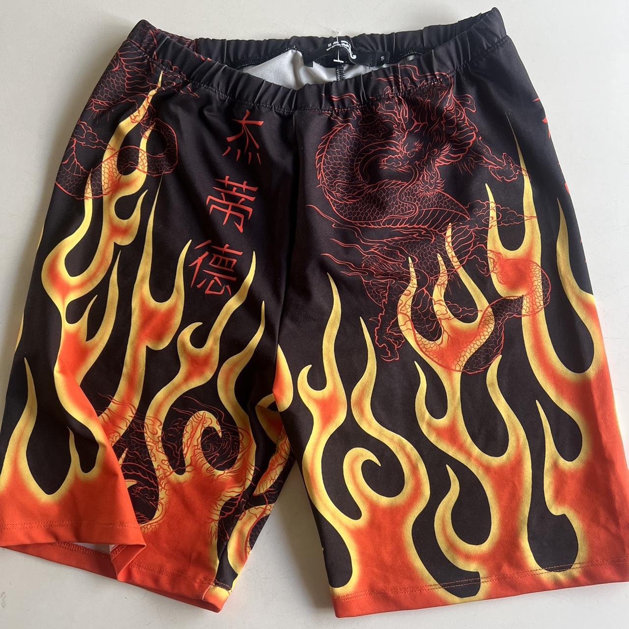 Fire flames bike shorts red and black