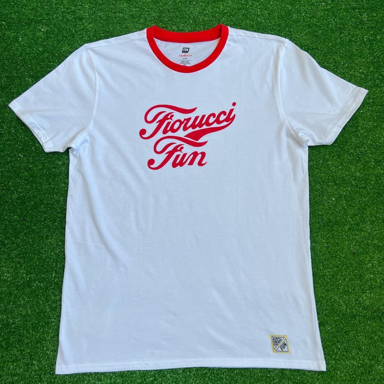 Fiorucci Men's White and Red T-shirt | Depop