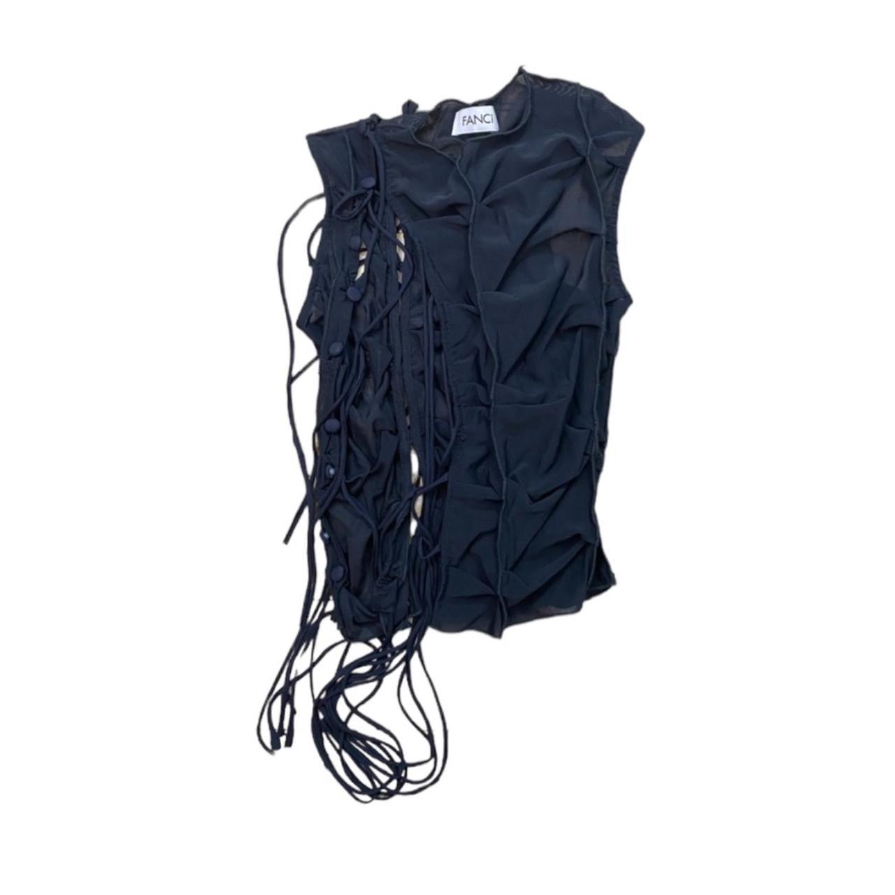 FANCI club black mesh ruched tank top with bows Depop