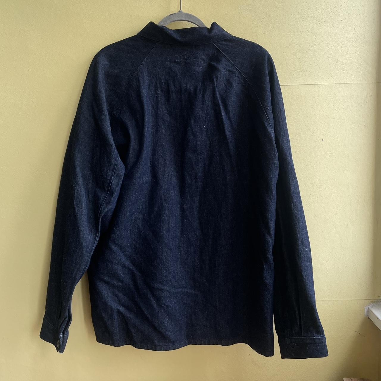 UNIQLO dark blue denim overshirt Size: L Colour:... - Depop