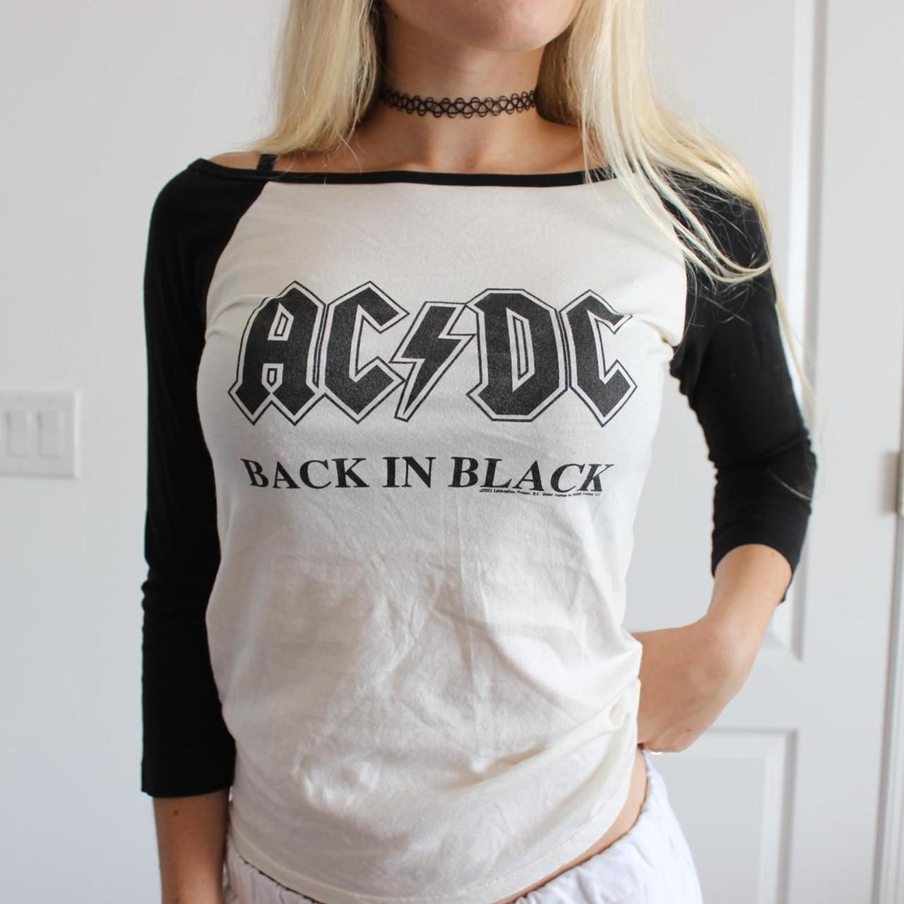 SUPER CUTE VINTAGE ACDC BAND BLACK AND WHITE... - Depop