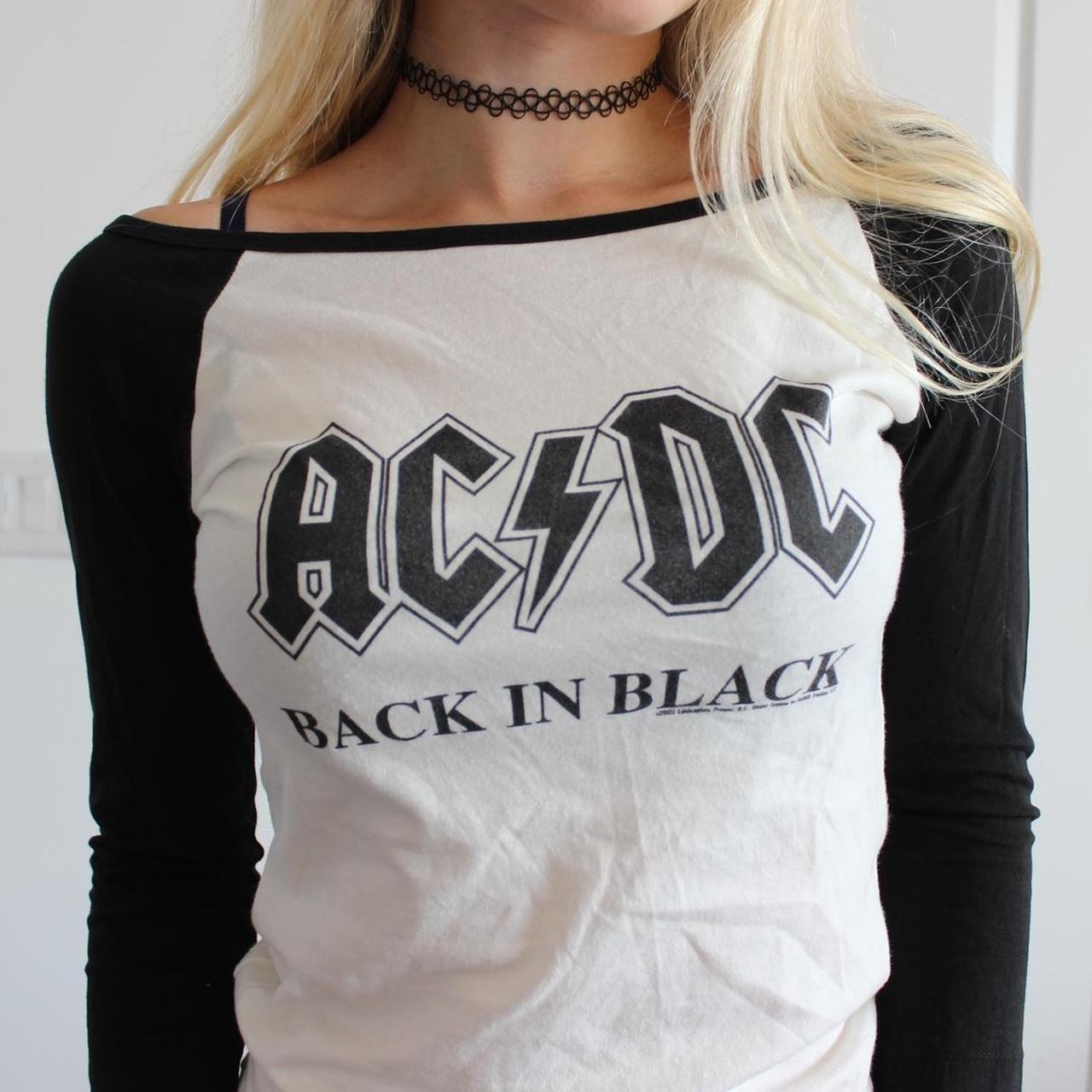 SUPER CUTE VINTAGE ACDC BAND BLACK AND WHITE... - Depop