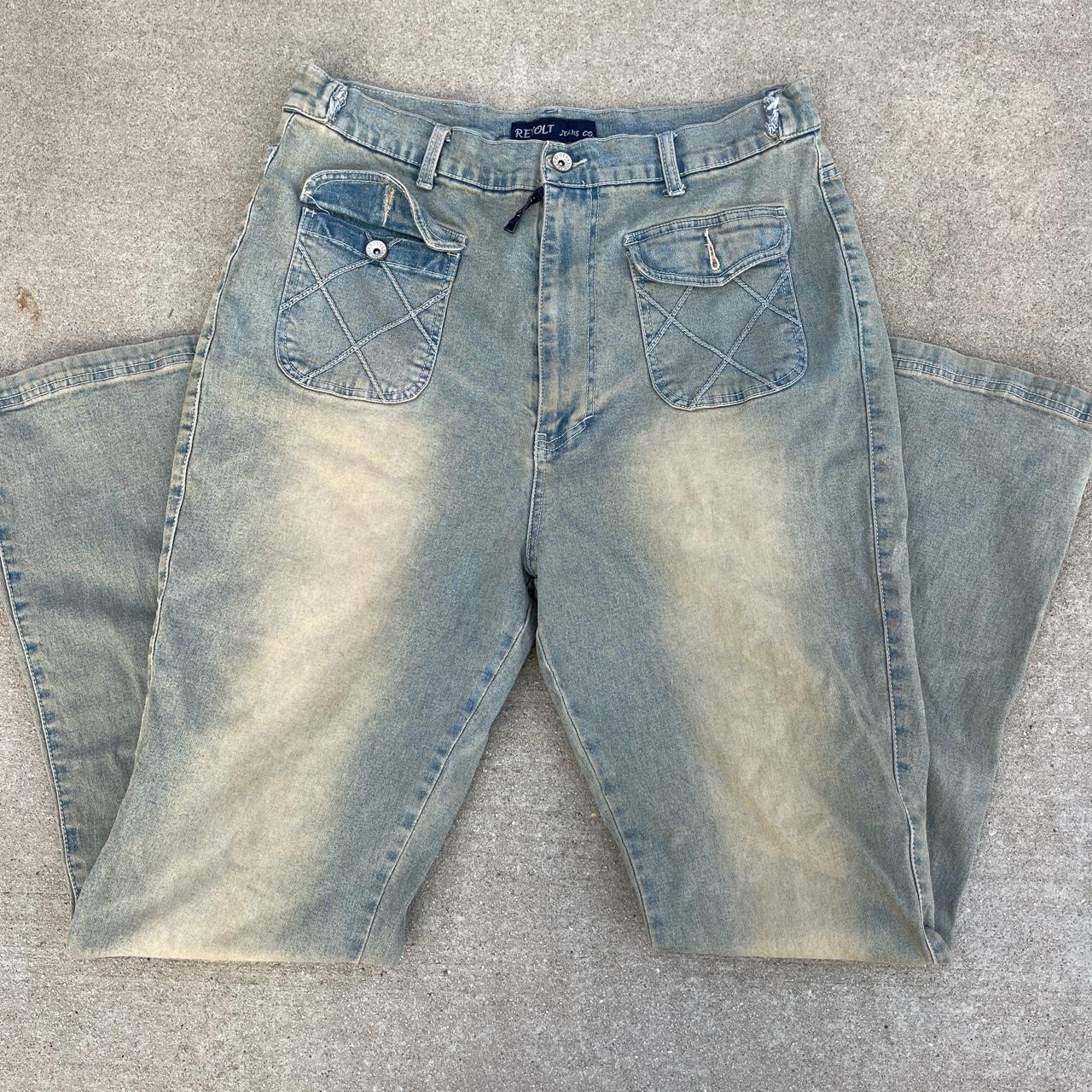 Y2K LIGHT WASH VINTAGE FADDED REVOLT JEANS super... - Depop