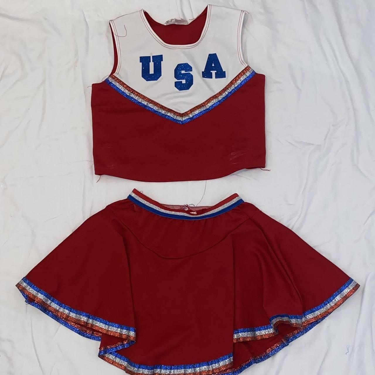 Cheerleader Costume Large / White/Blue