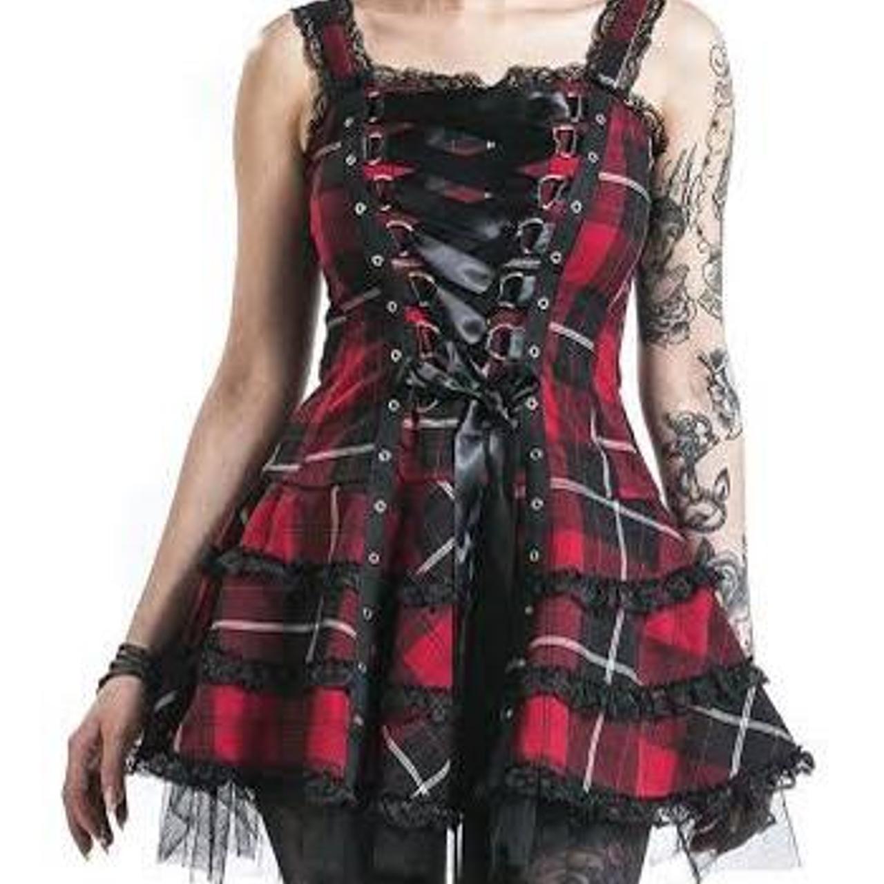 Hell bunny “Harley tartan dress” size medium (fits... - Depop
