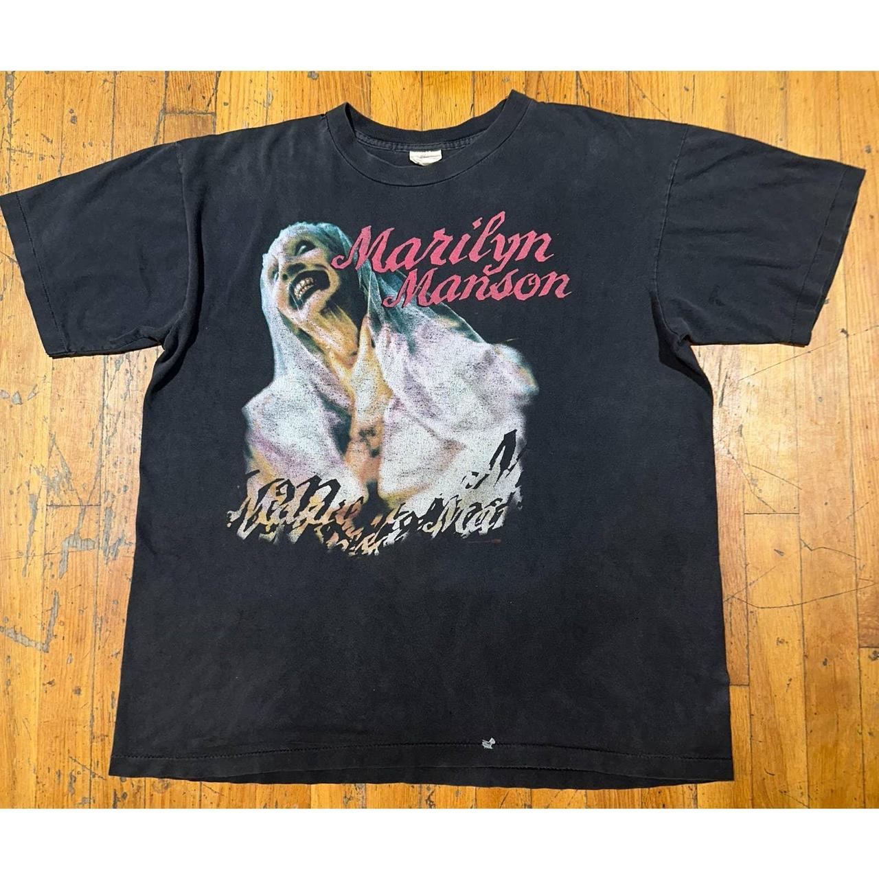 RARE 1997 Vintage Marilyn Manson Band Tee Size XL... - Depop