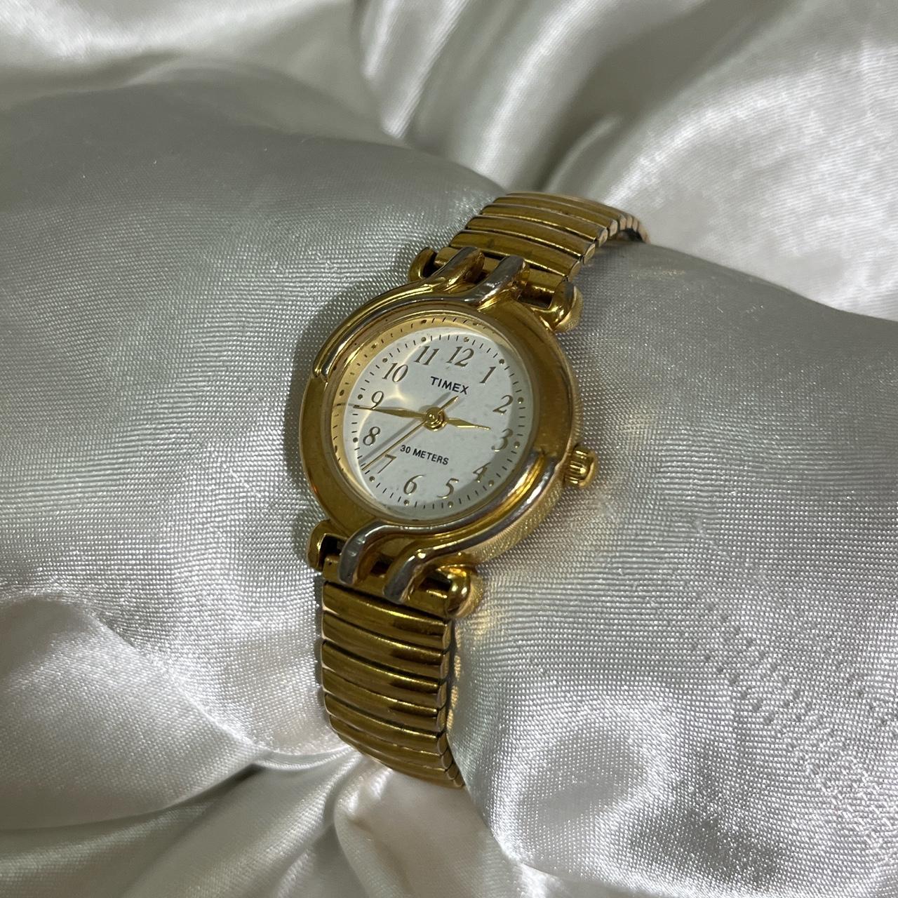 Timex elastic style band gold watch - Pre owned... - Depop