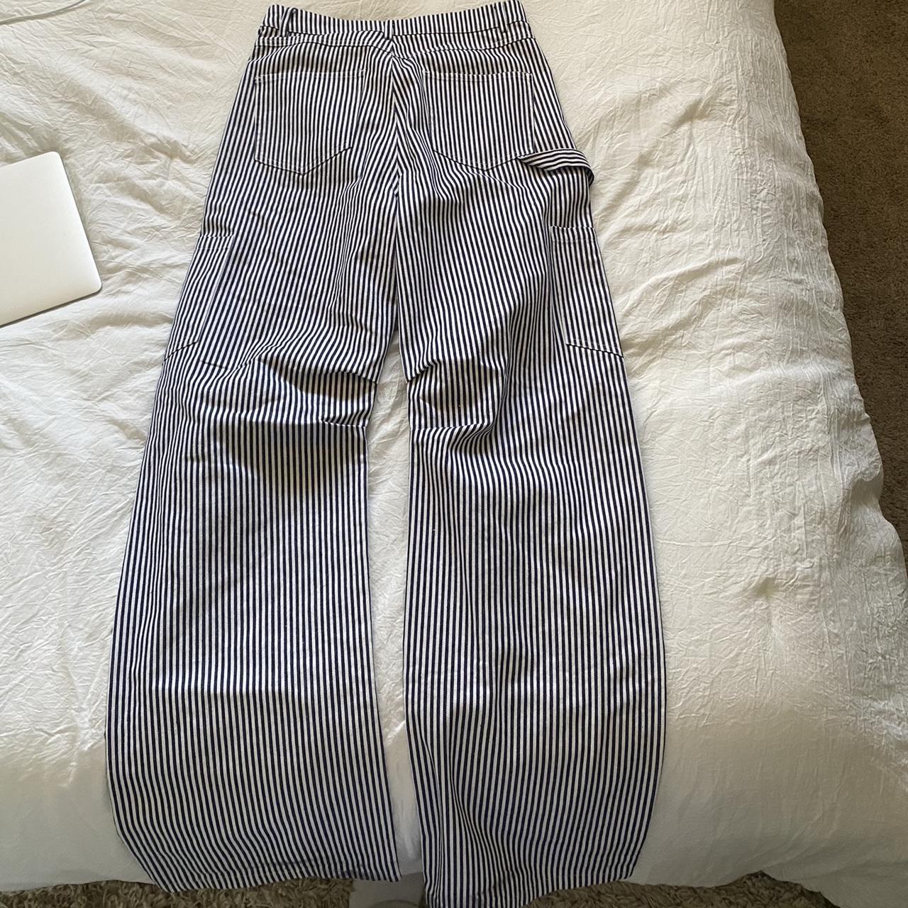 lioness striped navy pants, only been worn once. no... - Depop