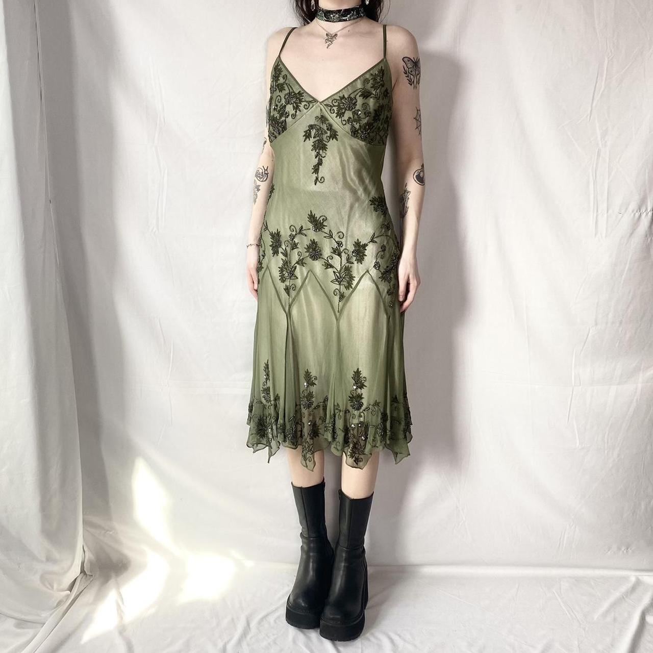 vintage green fairy beaded dress vintage 90 s