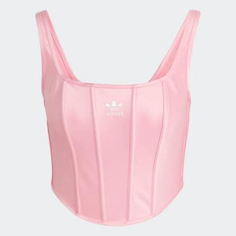 Adidas pink silk corset top Size 14 #adidas #corset - Depop
