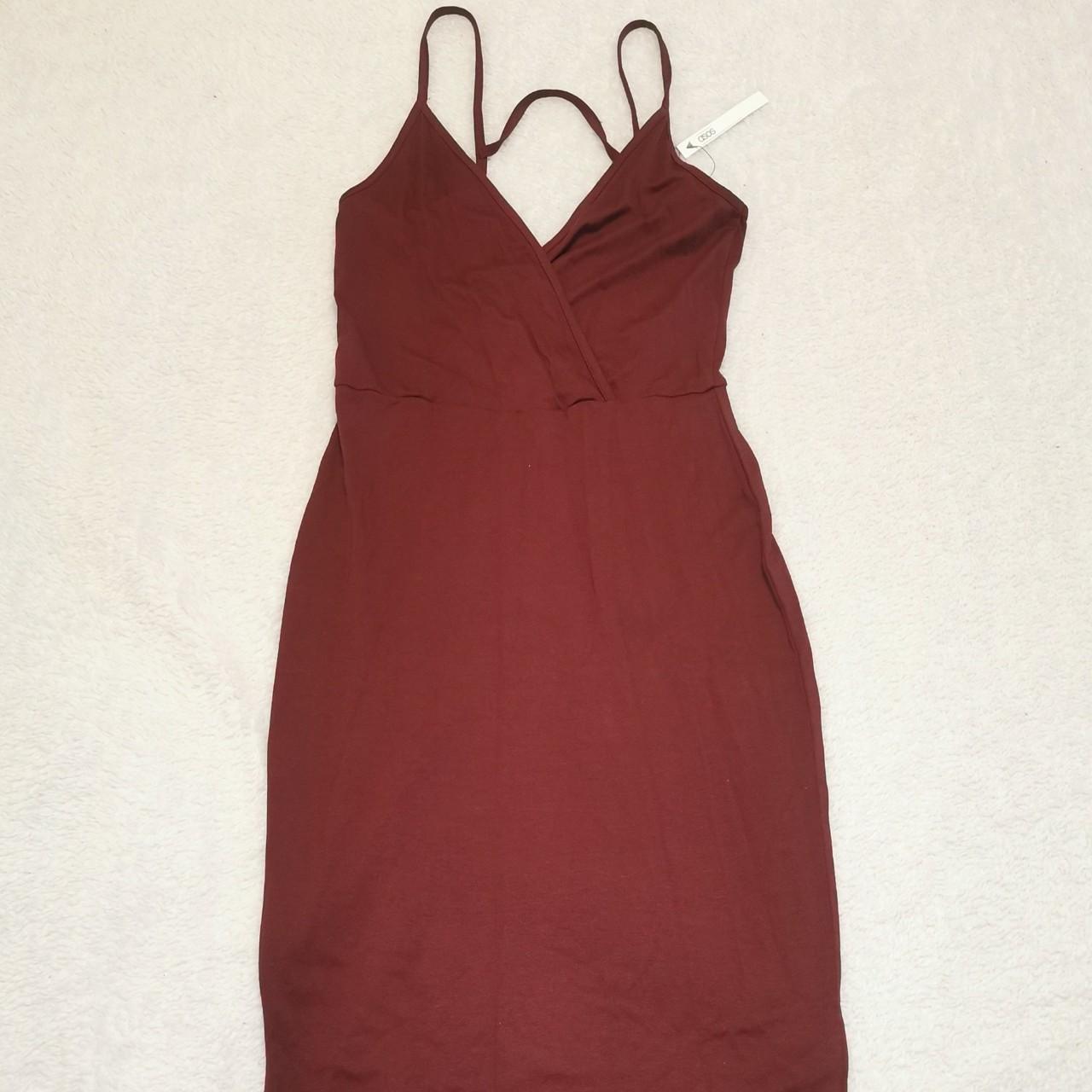 Women's Asos burgundy strappy wrap front detail mini... - Depop