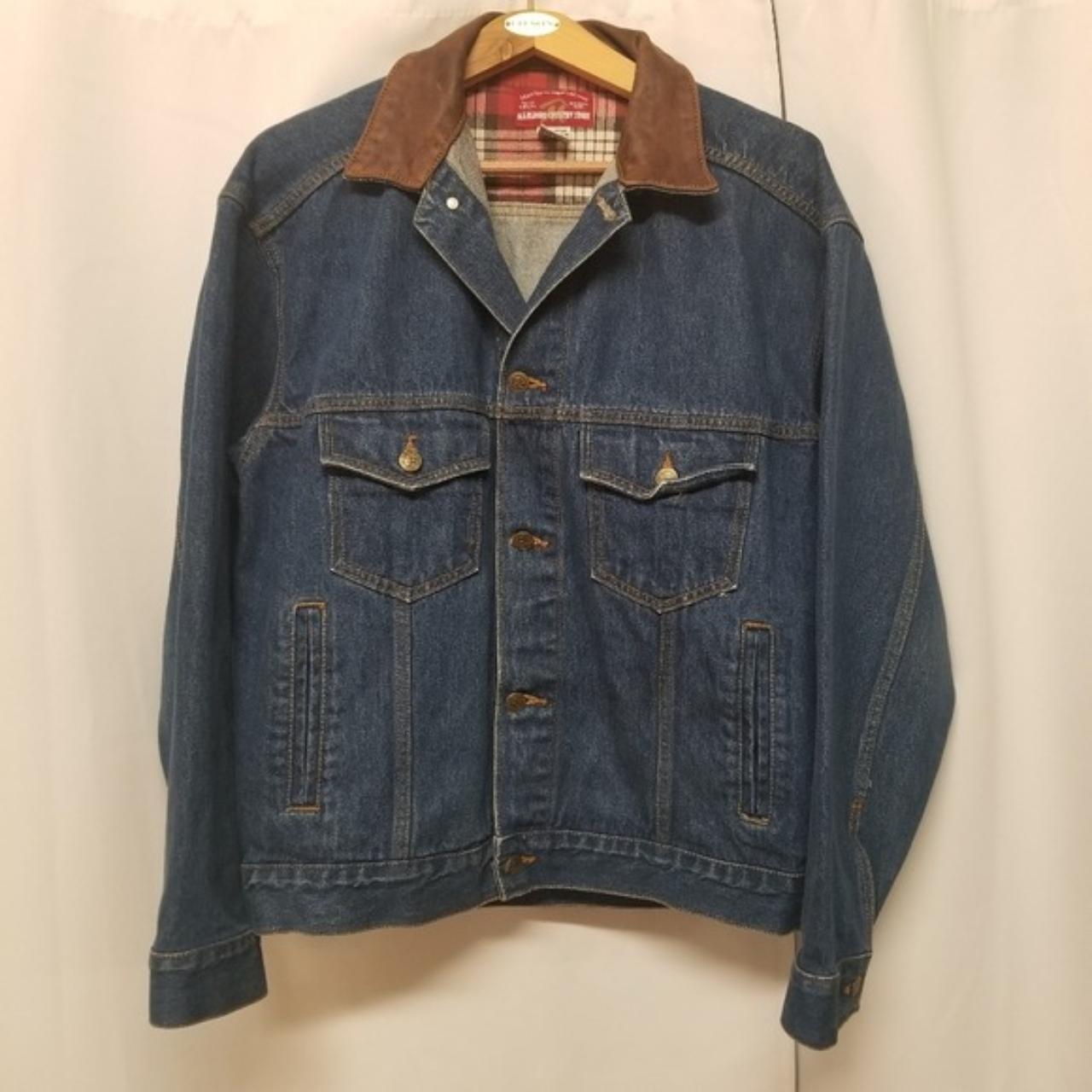 Marlboro denim jacket leather on sale collar