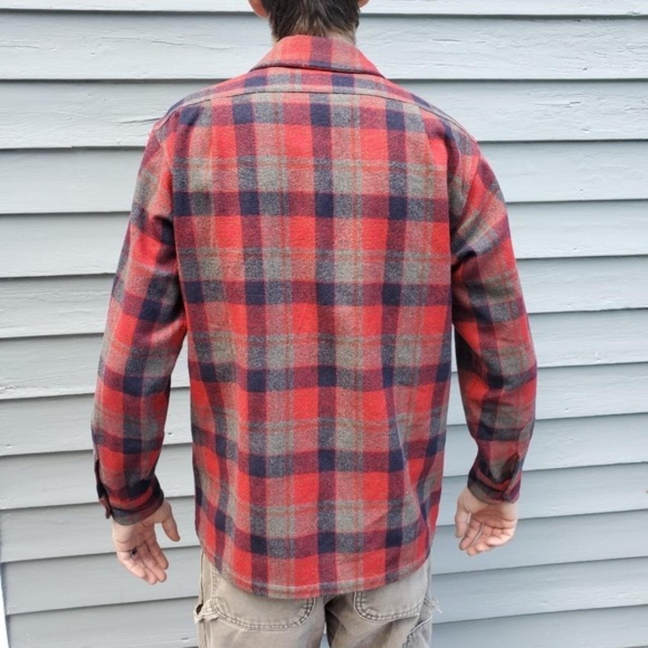 Vintage 60s Pendleton Wool Board Shirt Red Navy Blue | Depop