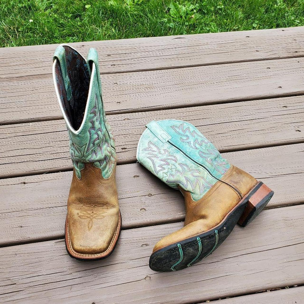 Laredo Anita Brown Turquoise Leather Boho Western... - Depop