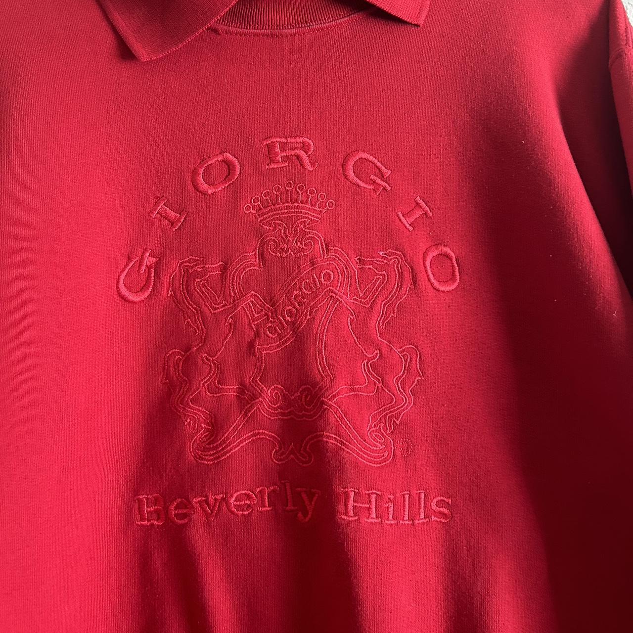 GIORGIO Beverly Hills Red order Embroidered Collared Sweatshirt Size Mediu