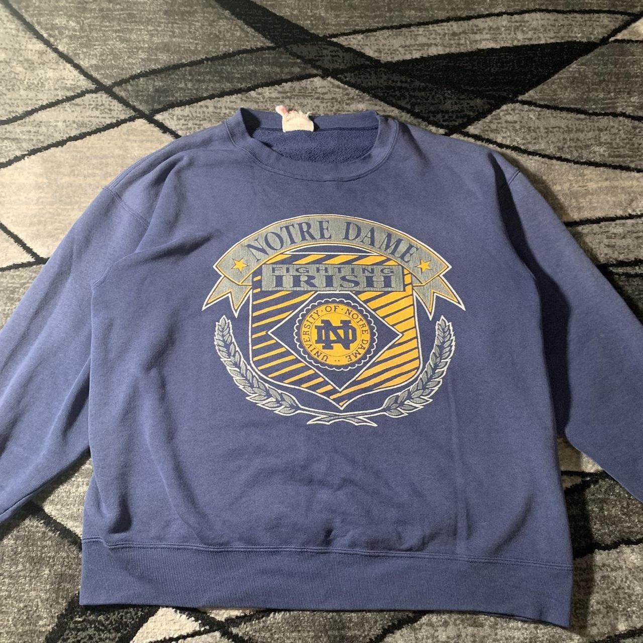 Vintage 90s Notre dame crewneck Nutmeg sweatshirt... - Depop