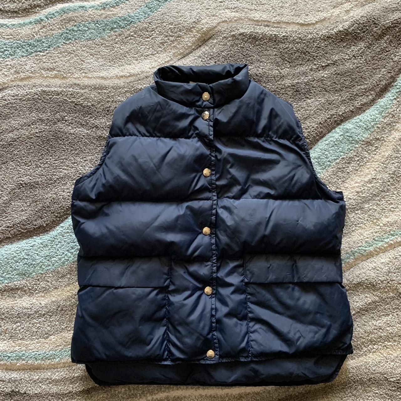 Vintage 90s Woolrich women's navy blue snap... - Depop