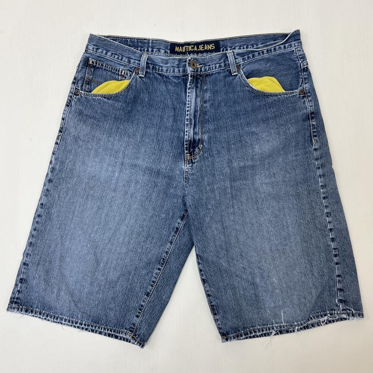 Nautica Baggy dark blue jean shorts size 38 Perfect - Depop