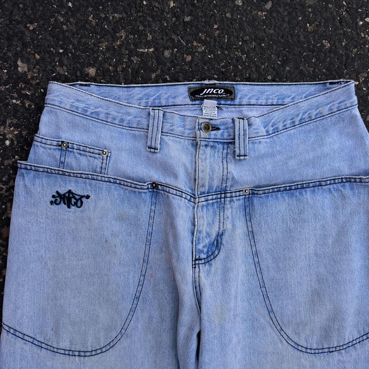 Fire jnco jeans. Vintage 90s embroidered jnco jeans... - Depop