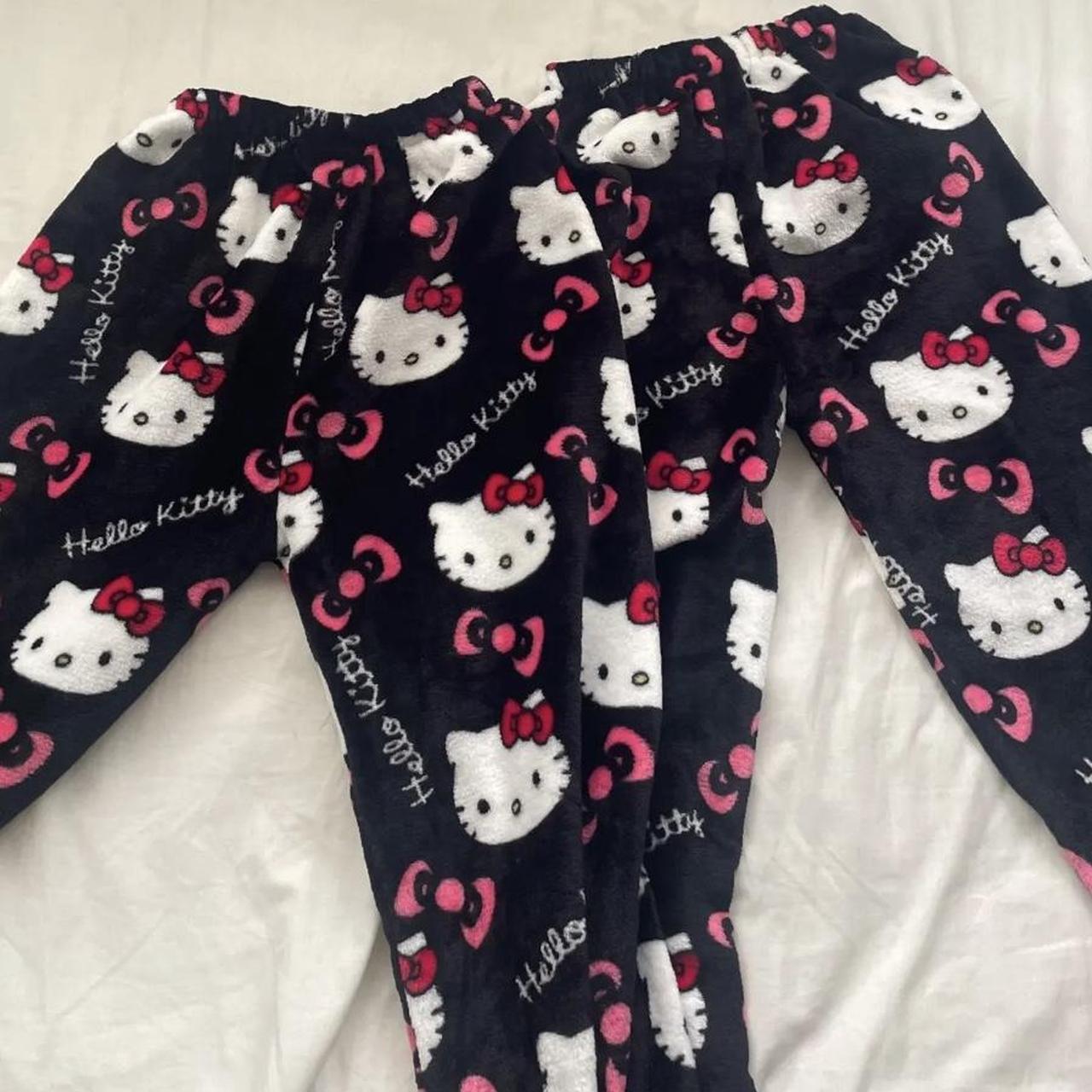 black fluffy hello kitty sweatpants!! im a uk8 and... - Depop