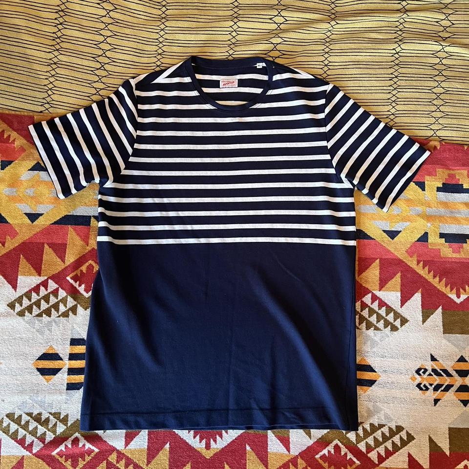 Arpenteur Breton striped t shirt in Marine Navy Depop