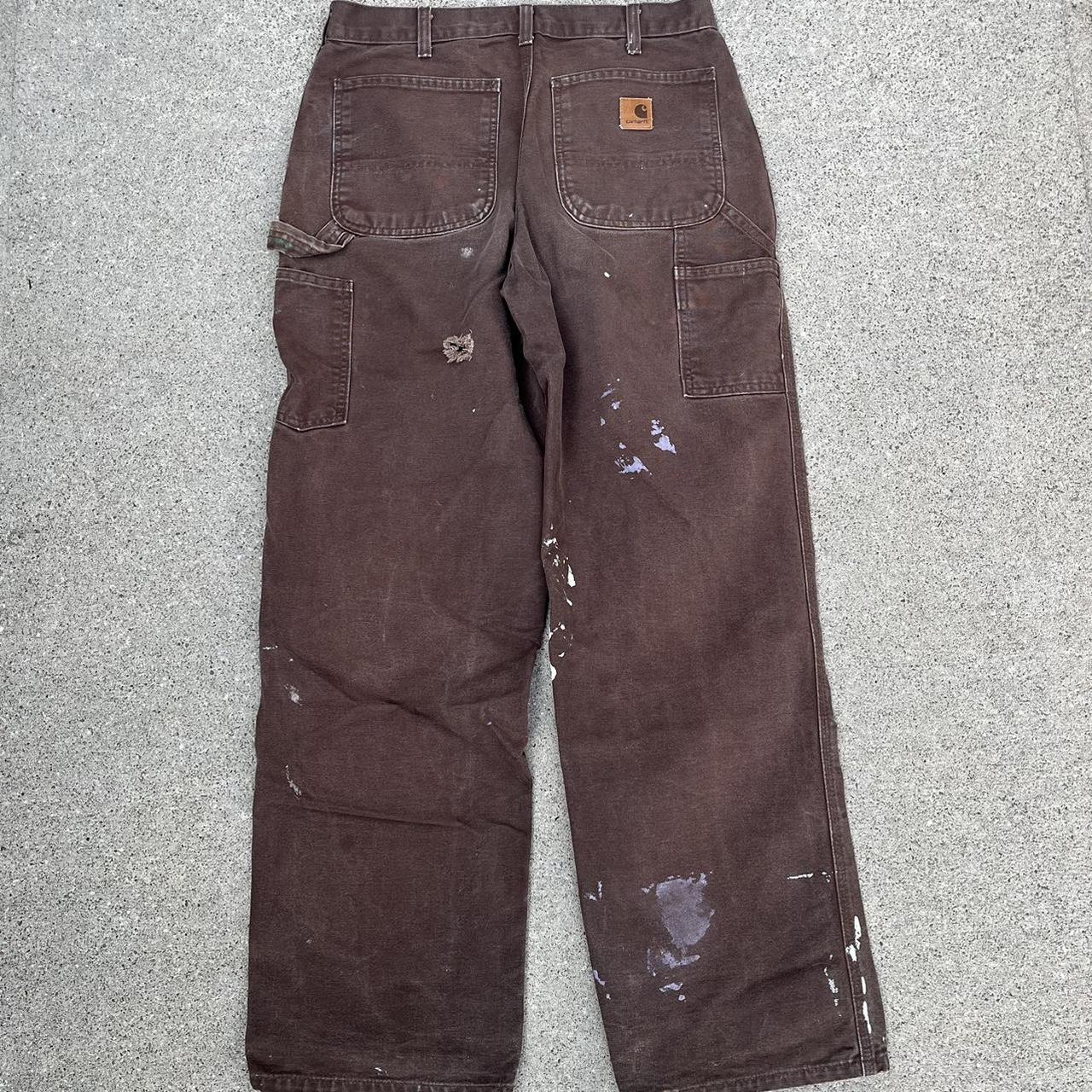 brown carhartt pants -carhartt dungaree fit... - Depop