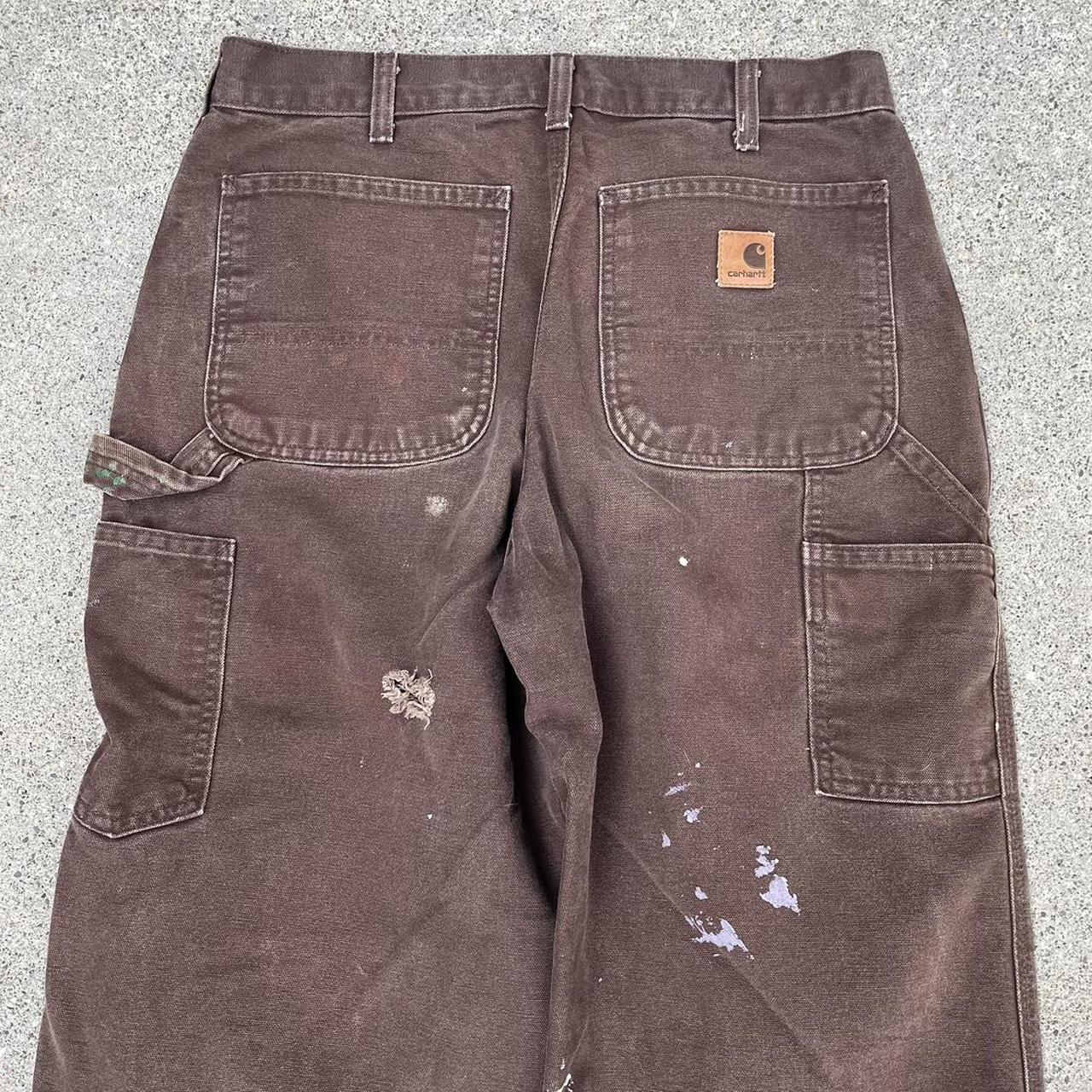 brown carhartt pants -carhartt dungaree fit... - Depop