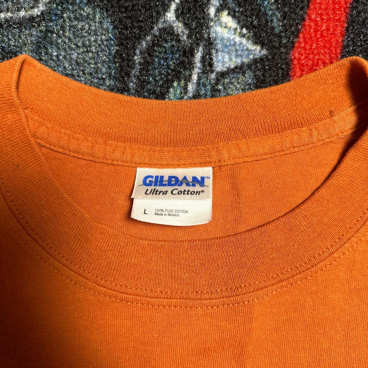 Gildan Men's Orange and Silver T-shirt | Depop