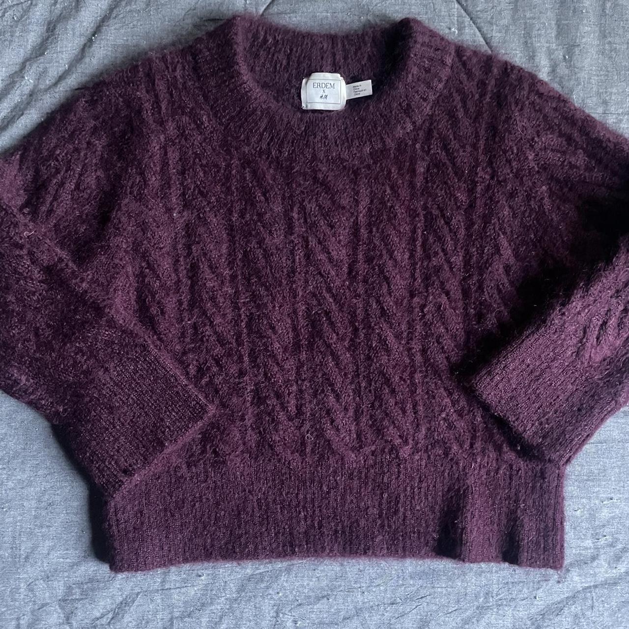 Erdem x H&M Mohair Blend Sweater in Burgundy - Size... - Depop