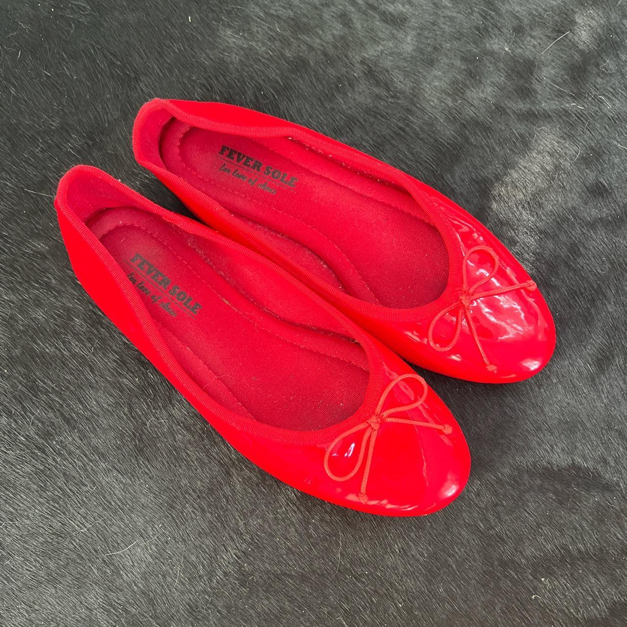 Red patent leather ballet flats Good condition,... Depop
