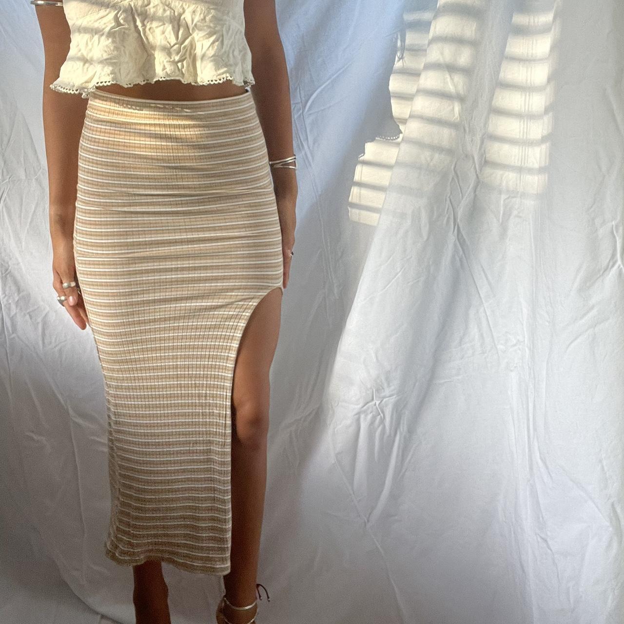 Stunning ghanda tight maxi skirt Striped ribbed... Depop
