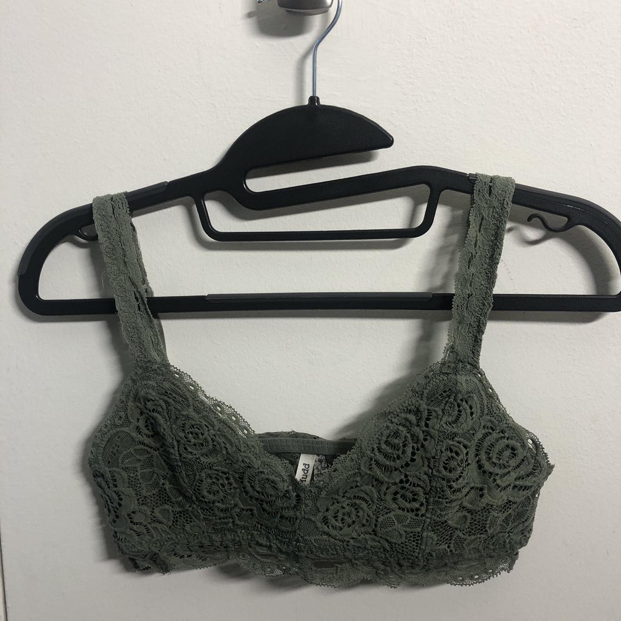 Dark green lace bralette top. Minor bleach stain on