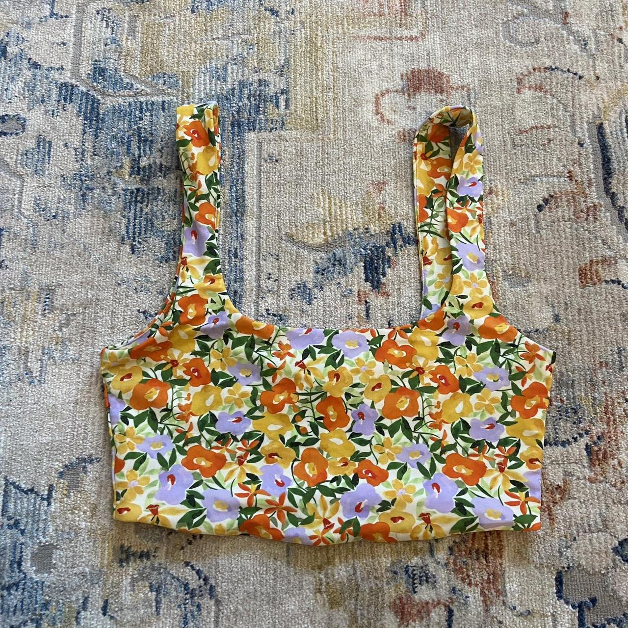 Zara floral bra top No PayPal please zara floral Depop