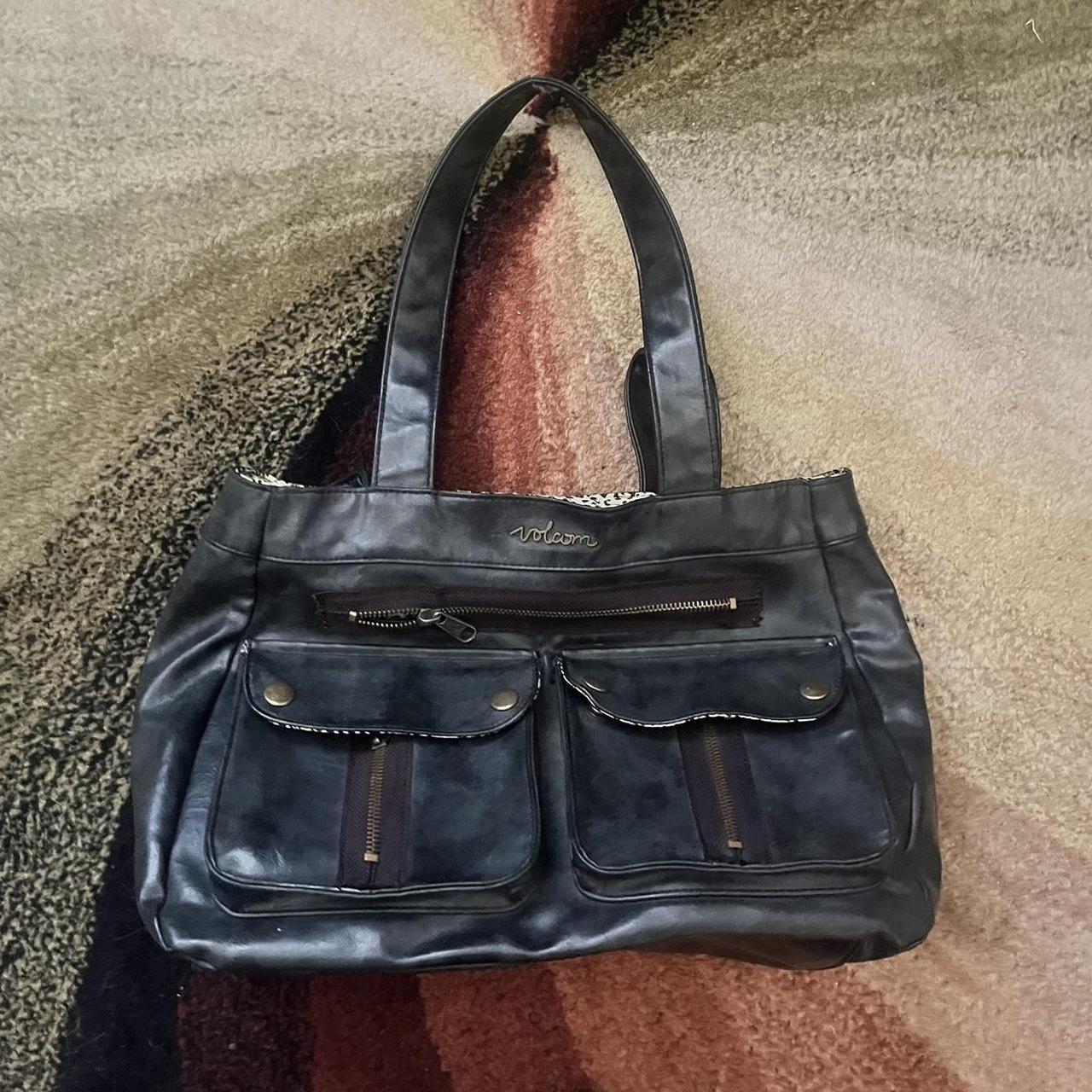 vintage black leather volcom bag early 2000s | Depop