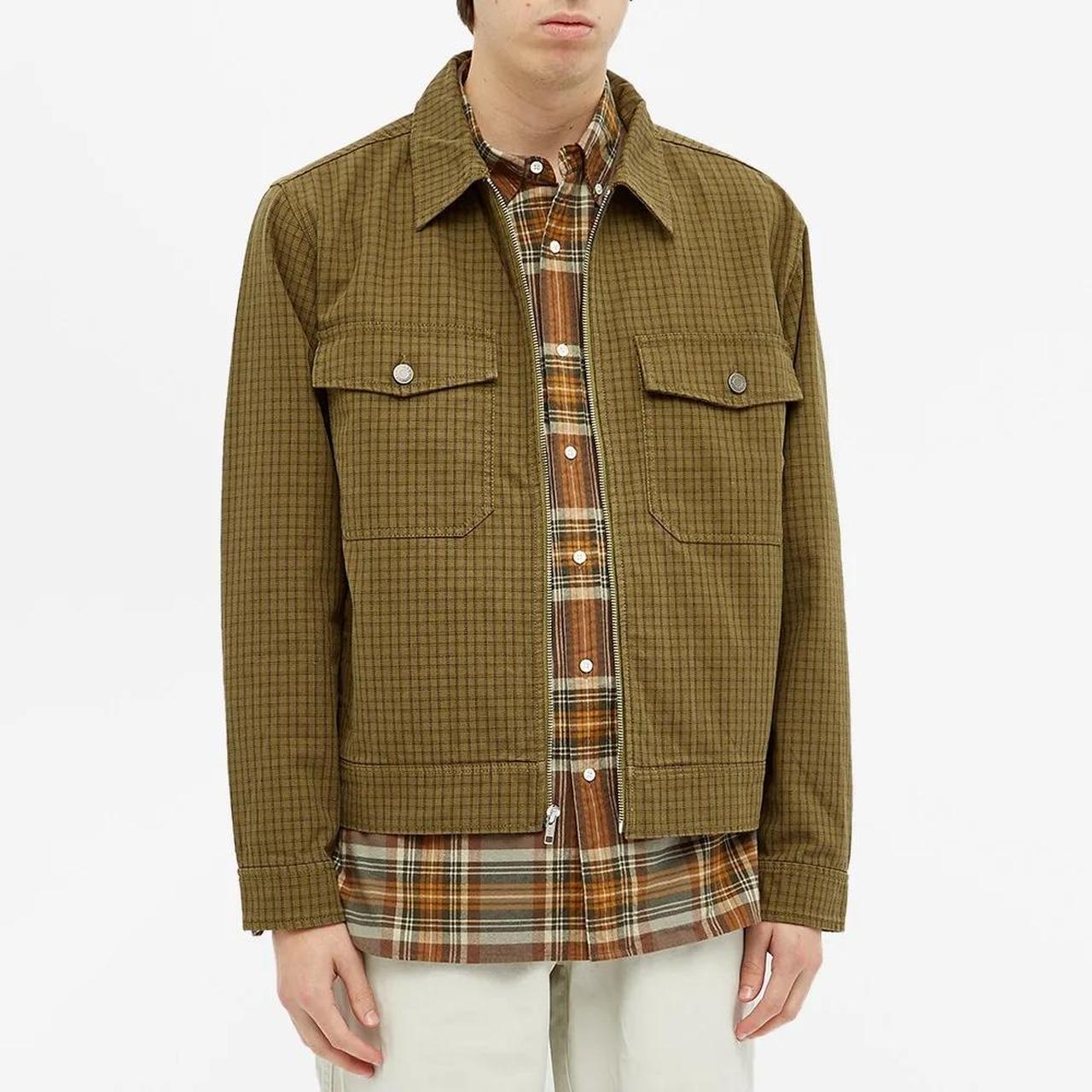Stussy Check Garage Jacket Olive Size Large New