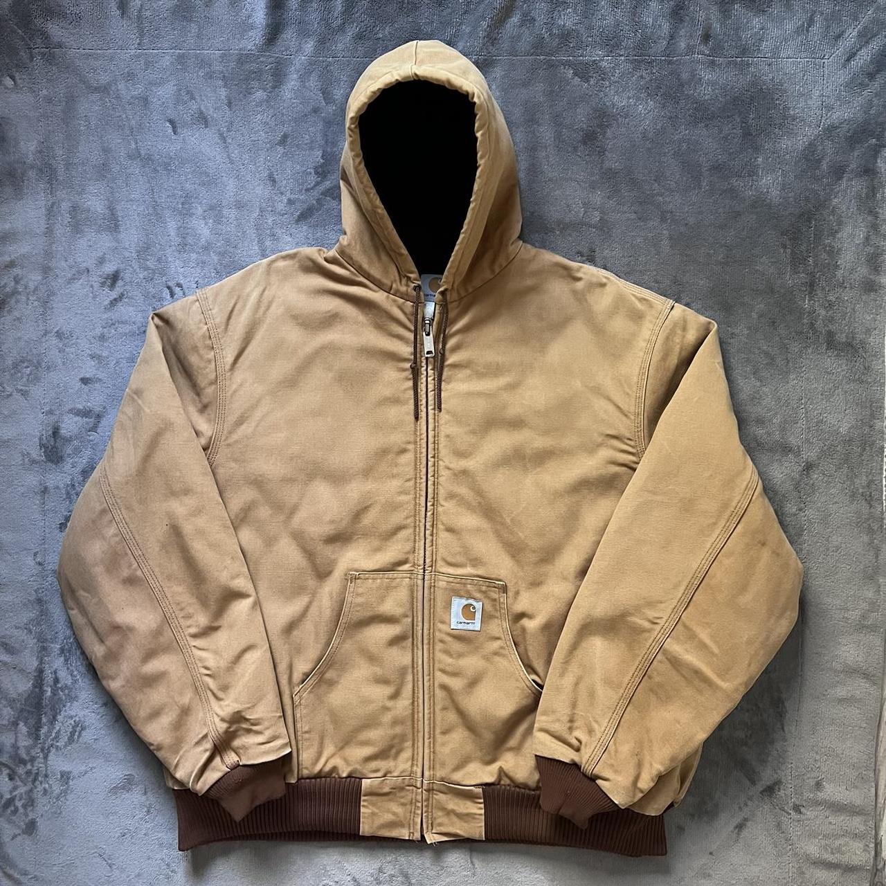 Vintage 90's Carhartt J04 BRN Quilted Lined Hooded... - Depop